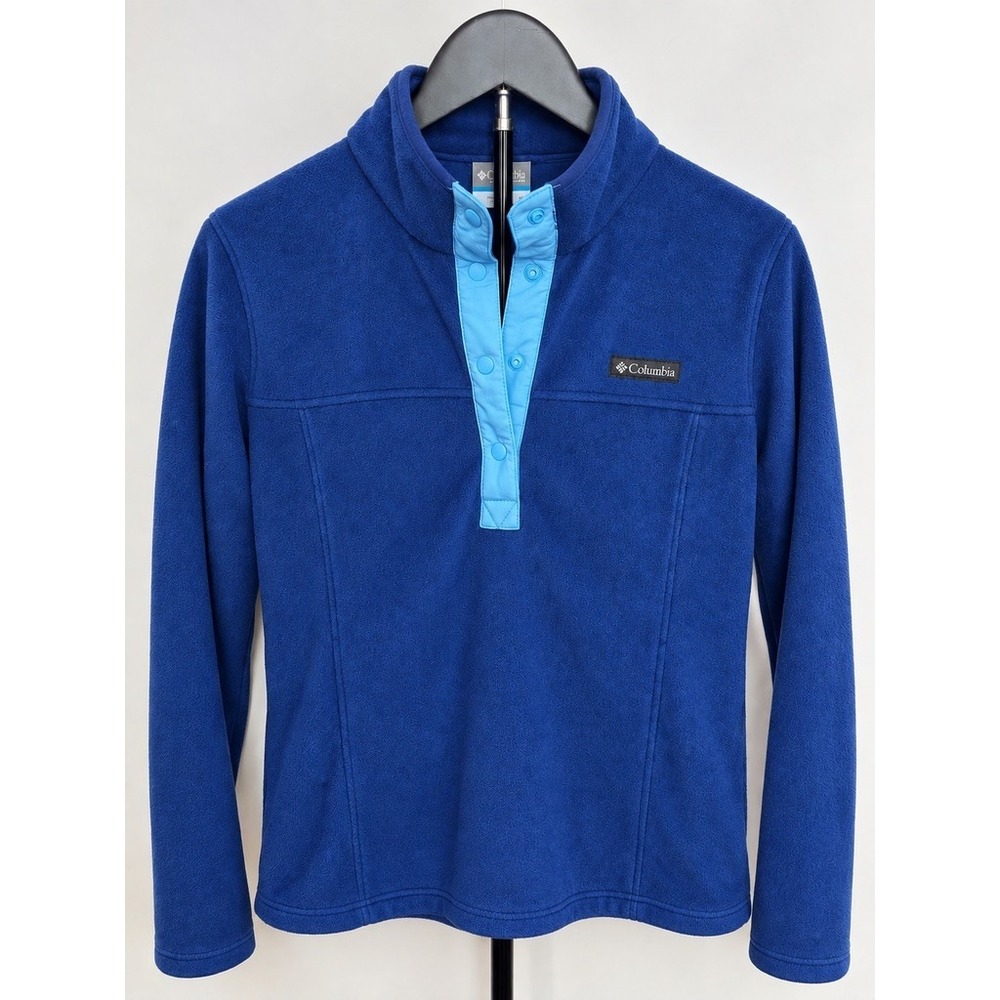 Columbia Women Snap Fleece Pullover Blue S Skiing Layer Winter Hiking Outdoors